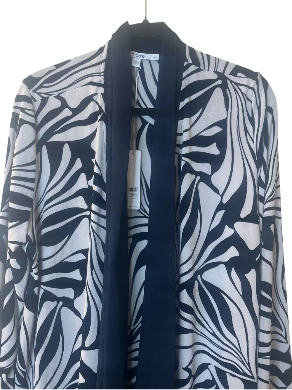Chico's Zebra-Print Lily Chiffon Open Cardigan Jacket Sz L